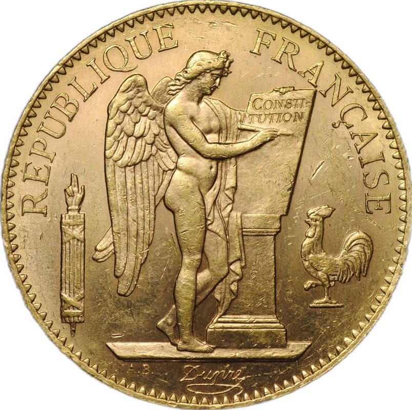 Монета 100 франков 1909 Франция