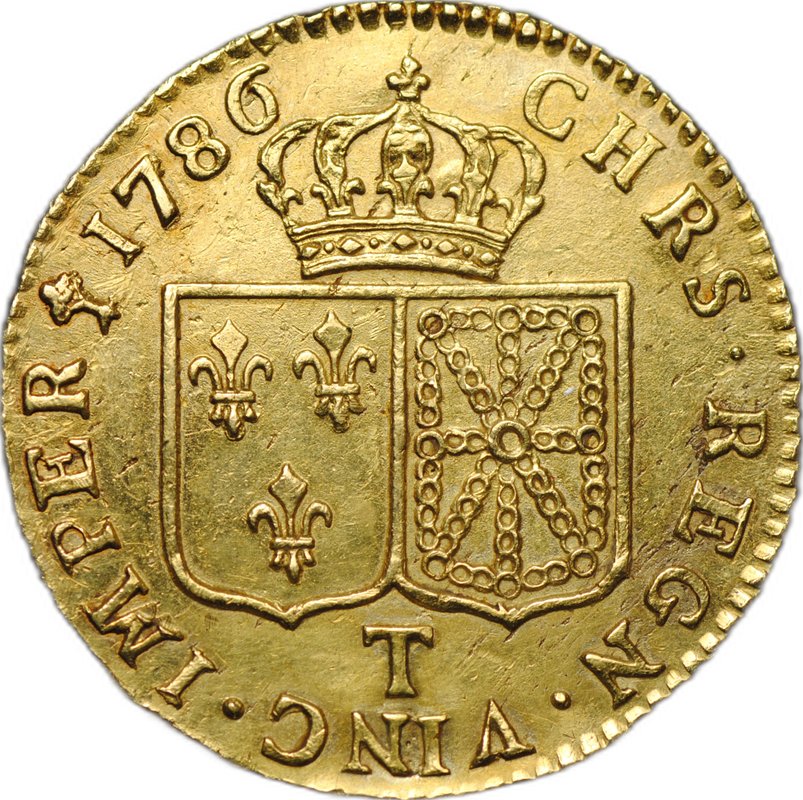 Монета 1 луидор (дьёр) 1786 T Франция