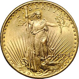 фото для Монета 20 долларов 1924 Филадельфия США слаб CPRC MS 62 Аверс