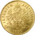 Монета 8 флоринов - 20 франков 1892 рестрайк Австро-Венгрия
