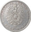 Монета 5 марок 1875 F Вюртемберг Германия