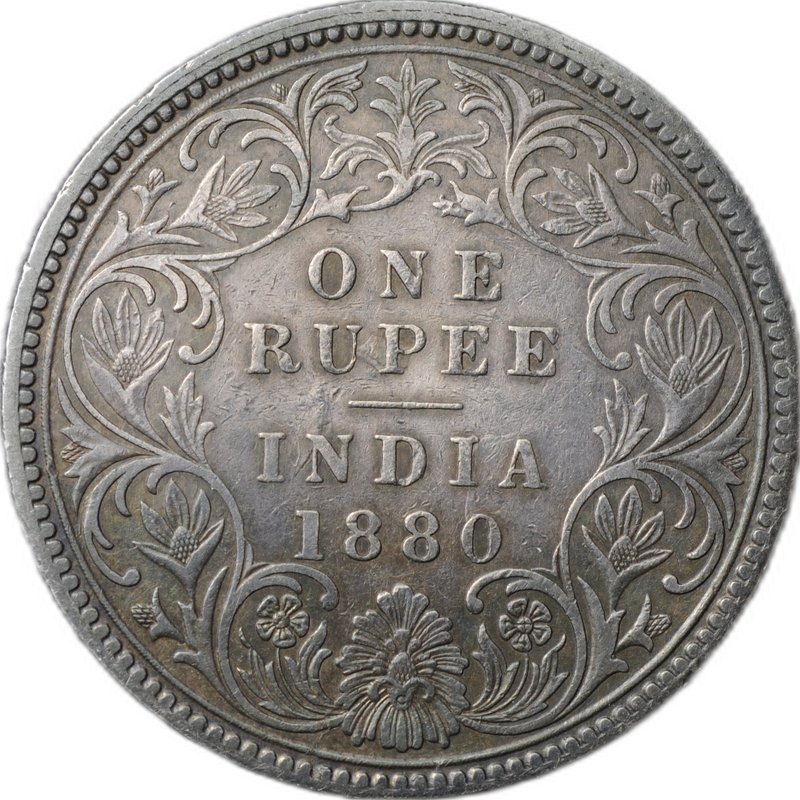 Монета 1 рупия 1880 Индия Британская