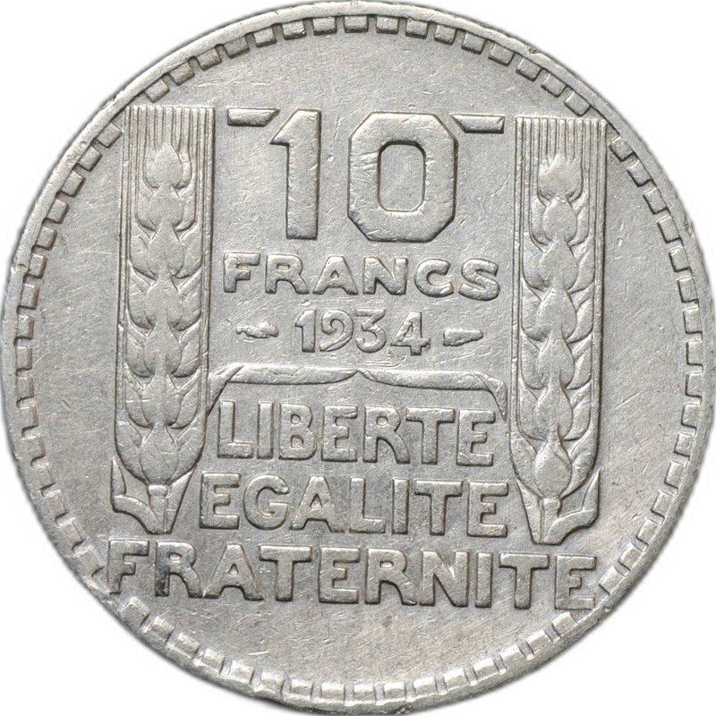Монета 10 франков 1934 Франция