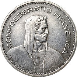 фото для Монета 5 франков 1933 Швейцария Аверс