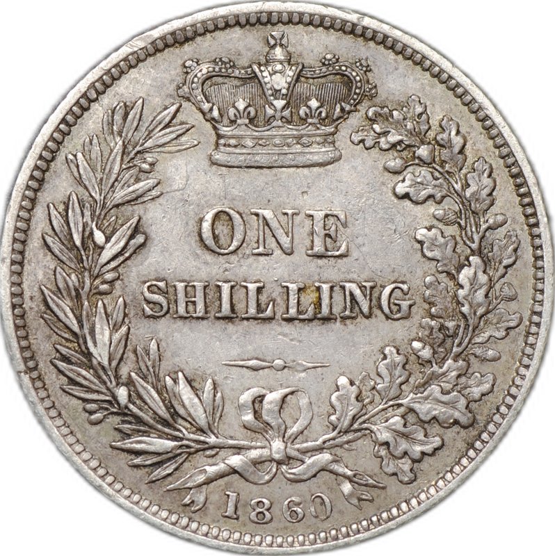 Монета 1 шиллинг 1860 Великобритания