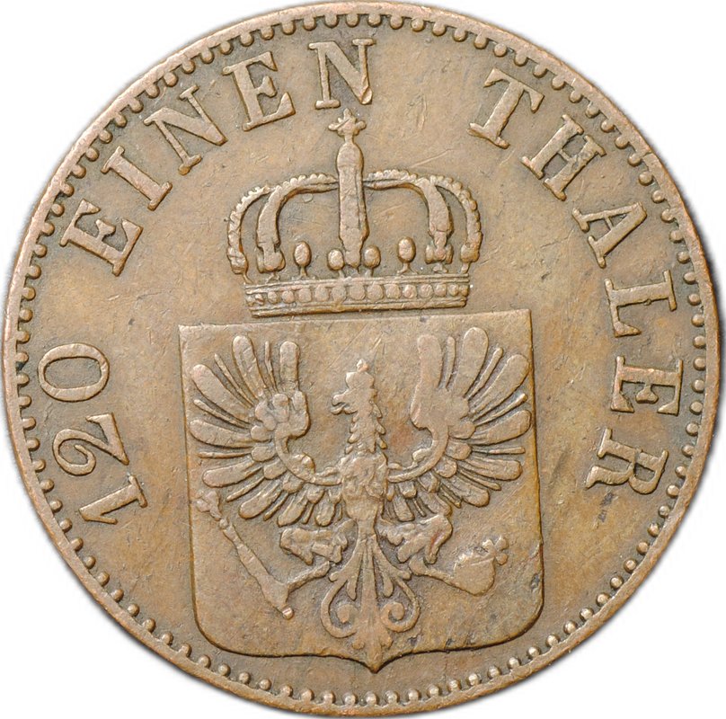 Монета 3 пфеннига 1858 Пруссия