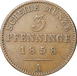 фото для Монета 3 пфеннига 1858 Пруссия Аверс