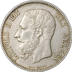 фото для Монета 5 франков 1873 Бельгия Аверс