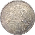 Монета 2 кроны 1897 25 лет правления Короля Оскара II Швеция