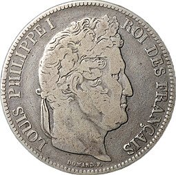 фото для Монета 5 франков 1841 BB Страсбург Франция Аверс