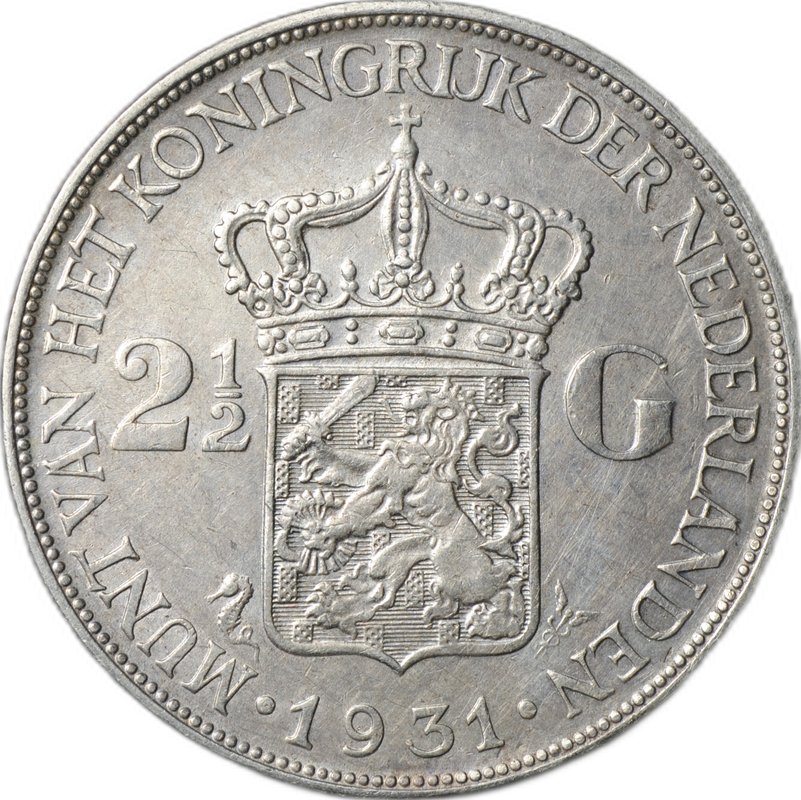 Монета 2 1/2 гульдена 1931 Нидерланды