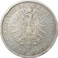 Монета 5 марок 1875 E Саксония Германия