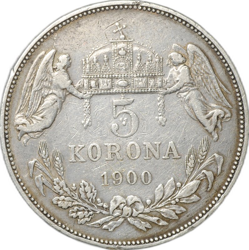 Монета 5 крон 1900 Венгрия Австро-Венгрия