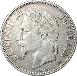 фото для Монета 5 франков 1869 A Париж Франция Аверс