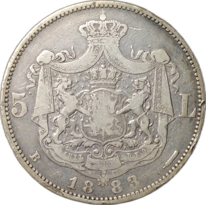 Монета 5 лей 1883 Румыния