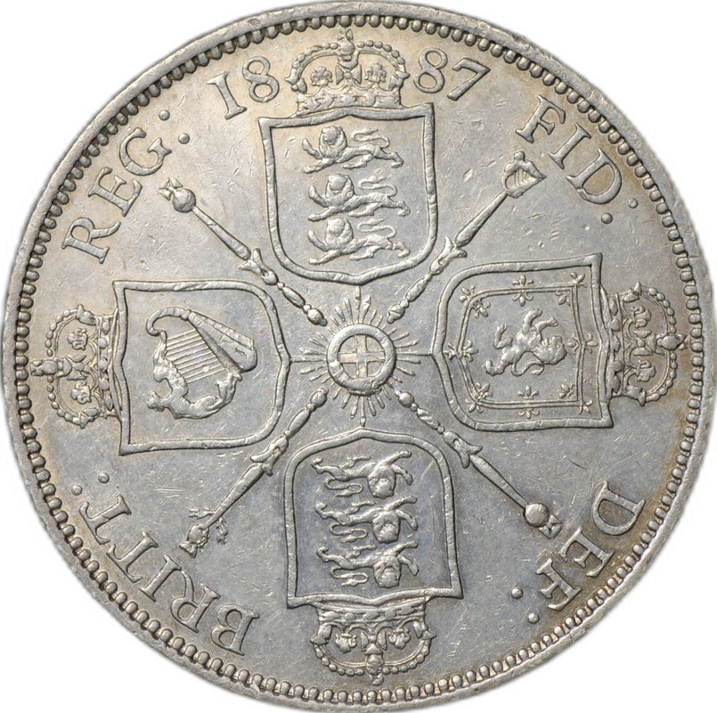 Монета 2 шиллинга (флорин) 1887 Новый портрет Великобритания