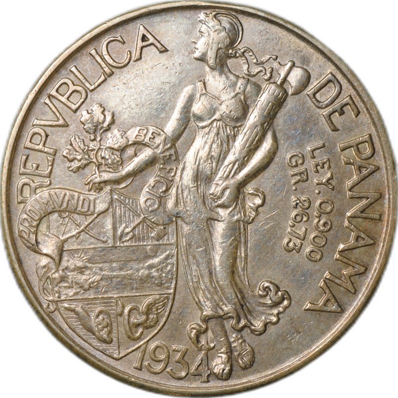 Монета 1 бальбоа 1934 Панама