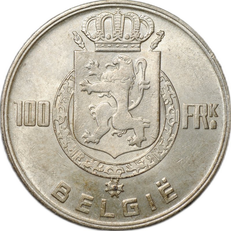 Монета 100 франков 1951 BELGIE Бельгия
