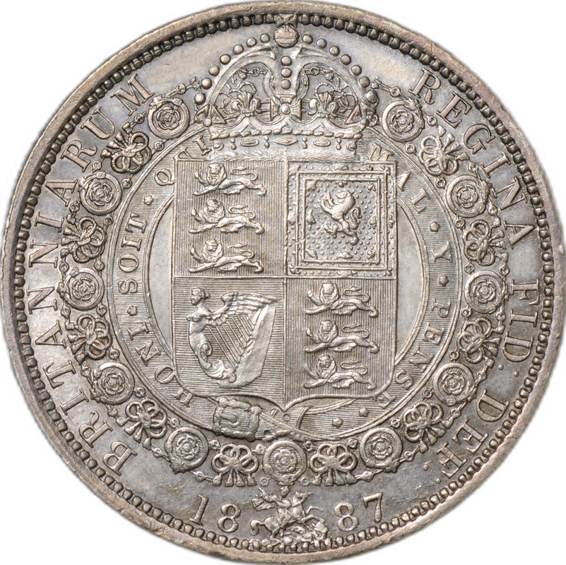 Монета 1/2 кроны 1887 новый портрет Великобритания