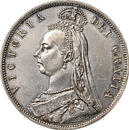 фото для Монета 1/2 кроны 1887 новый портрет Великобритания Аверс
