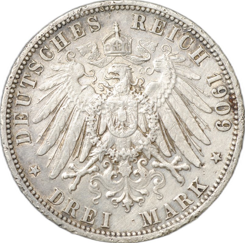 Монета 3 марки 1909 А Пруссия Германия