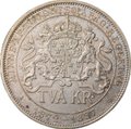 Монета 2 кроны 1897 25 лет правления Короля Оскара II Швеция