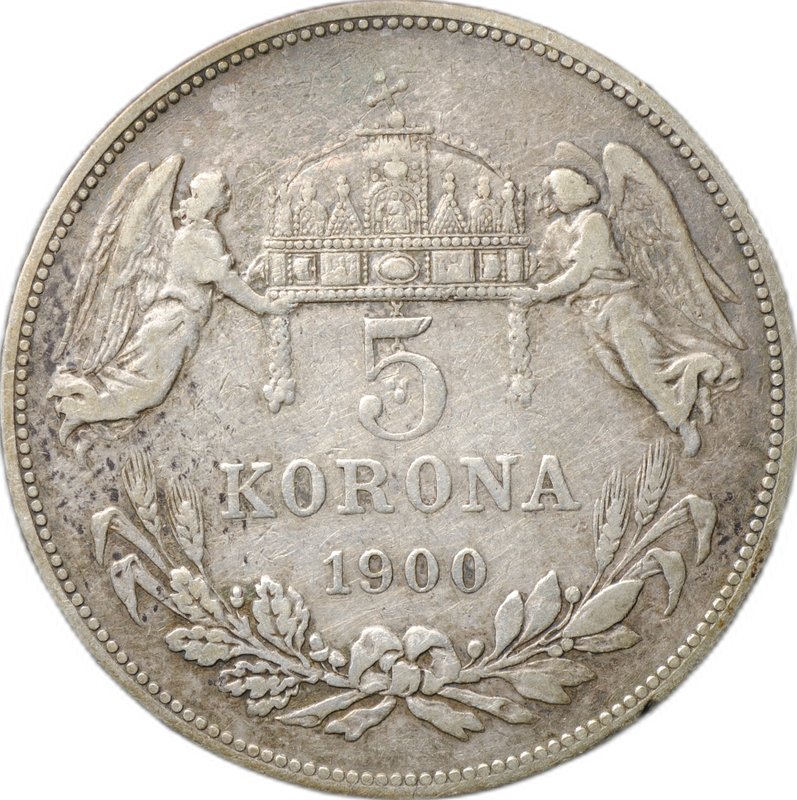 Монета 5 крон 1900 Венгрия Австро-Венгрия