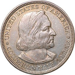 фото для Монета 50 центов 1893 (1/2 доллара) Всемирная Колумбова выставка Колумб США Аверс