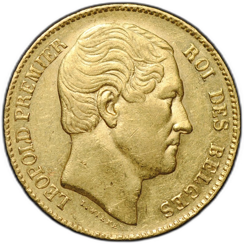 Монета 20 франков 1865 Бельгия