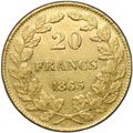 Монета 20 франков 1865 Бельгия
