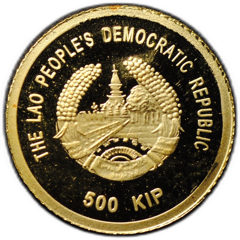 Монета 500 кип 2012 30 лет чеканке Китайской панды Лаос
