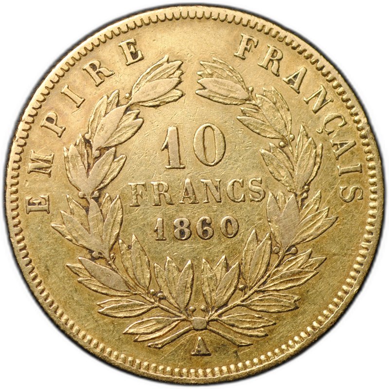 Монета 10 франков 1860 A Франция