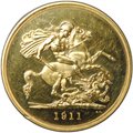 Монета 5 фунтов (соверенов) 1911 PROOF Великобритания