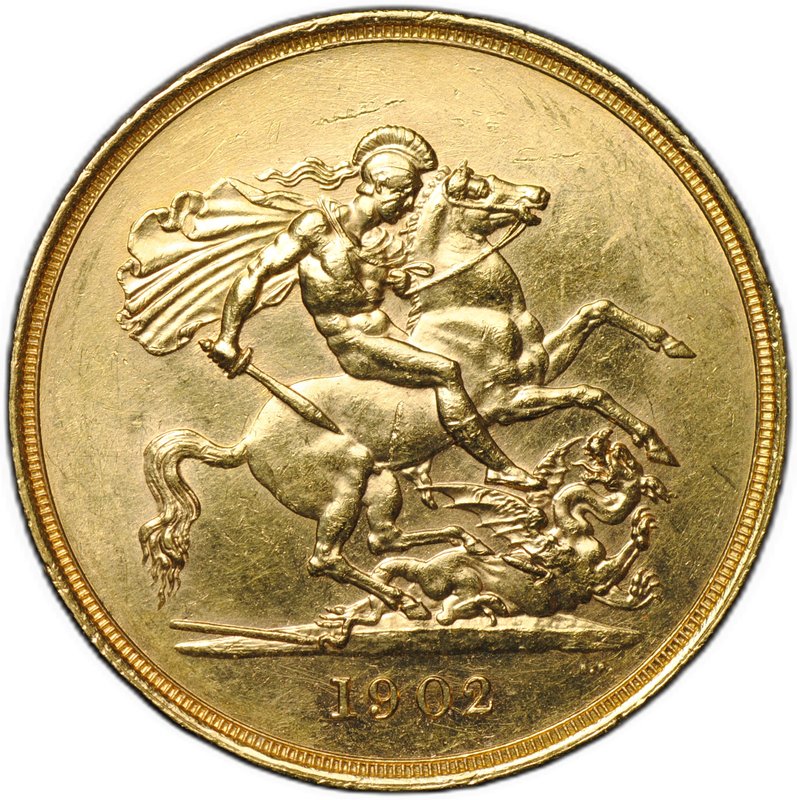 Монета 5 фунтов (соверенов) 1902 Великобритания