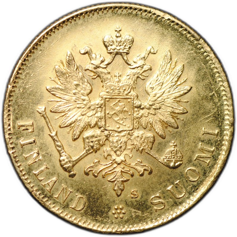 Монета 10 марок 1913 S Русская Финляндия