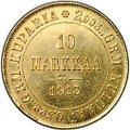 Монета 10 марок 1913 S Русская Финляндия