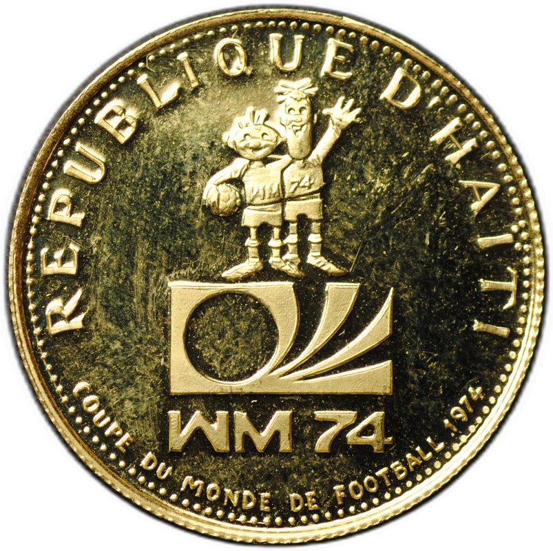 Монета 200 гурдов 1973 Чемпионат мира по футболу 1974 Гаити