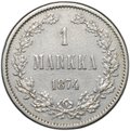 Монета 1 марка 1874 S Русская Финляндия