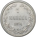 Монета 1 марка 1874 S Русская Финляндия