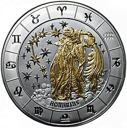 фото для Монета 1000 франков 2009 Знаки зодиака - Водолей Руанда Аверс