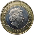 Монета 2 фунта 1999 12 подвигов Геракла Авгиевы конюшни Гибралтар
