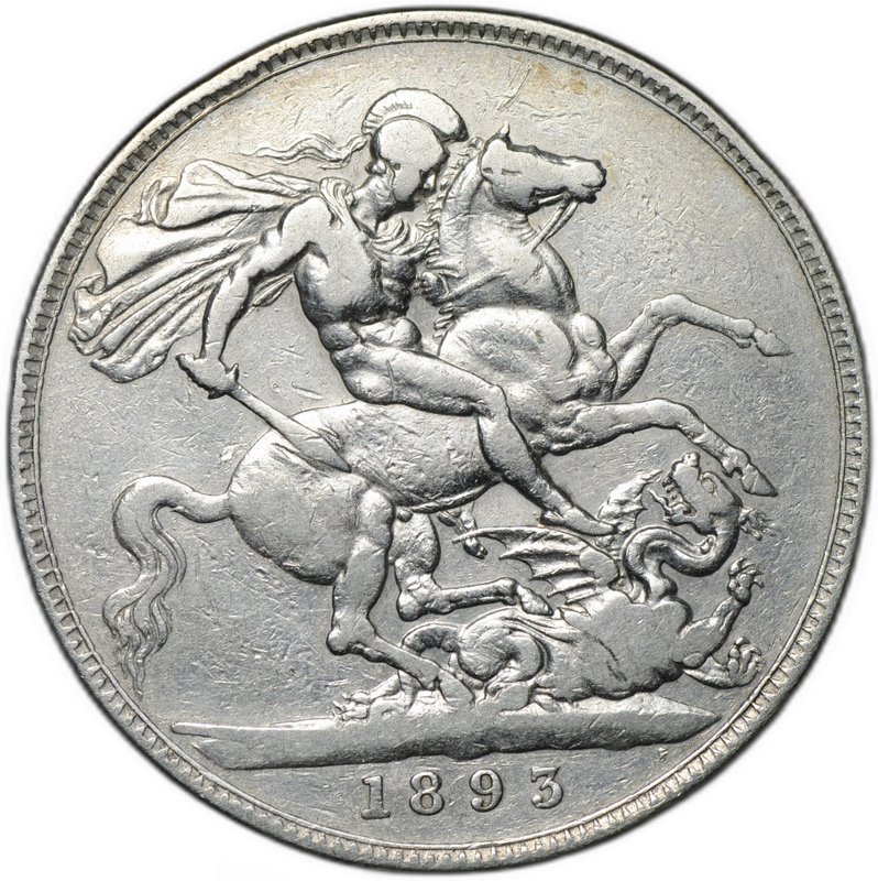 Монета 1 крона 1893 LVII Великобритания