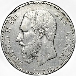 фото для Монета 5 франков 1873 Бельгия Аверс