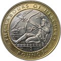 Монета 2 фунта 1999 12 подвигов Геракла Стимфалийские птицы Гибралтар