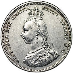 фото для Монета 1 шиллинг 1887 новый портрет Великобритания Аверс