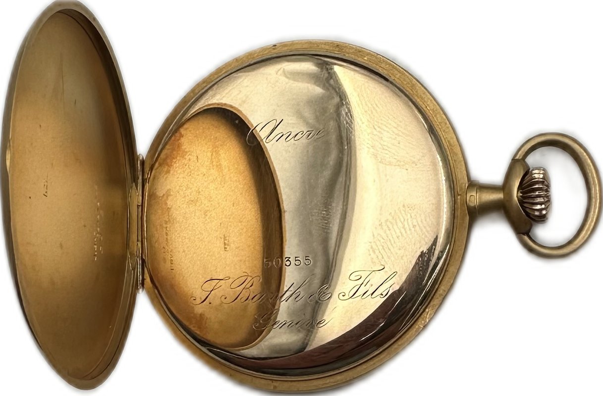 Золотые карманные часы Barth and Fils Geneve золото 72,7 гр 56 проба Швейцария