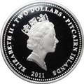 Монета 2 доллара 2011 Год кролика Острова Питкэрн