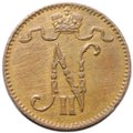 Монета 1 пенни 1908 Русская Финляндия