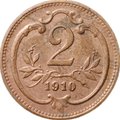 Монета 2 геллера 1910 Австрия