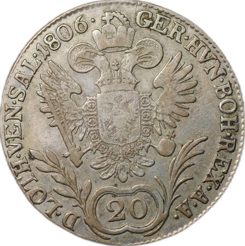 Монета 20 крейцеров 1806 B - Кремница Австрия